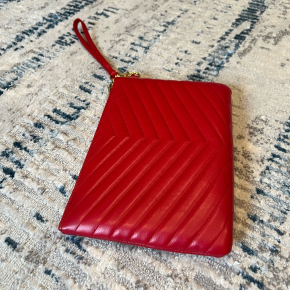 Saint Laurent YSL Cassandre Matelassé Red Small Leather Pouch Wristlet - Picture 5 of 14